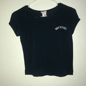 dark teal/blue cropped short sleeve T-shirt